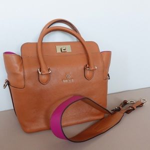 Vera Wang Turnlock 2-Way Leather Bag
